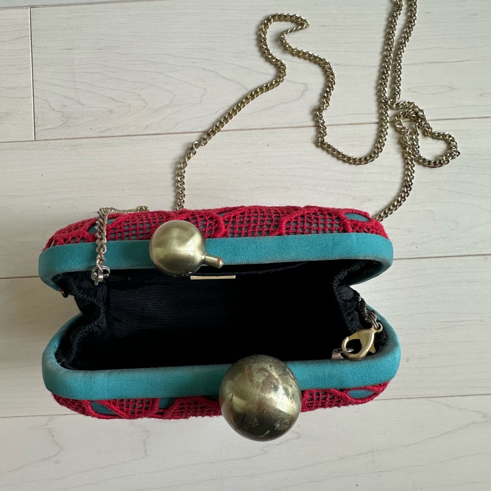 Diane Von Furstenberg Red and Teal Mini Bag